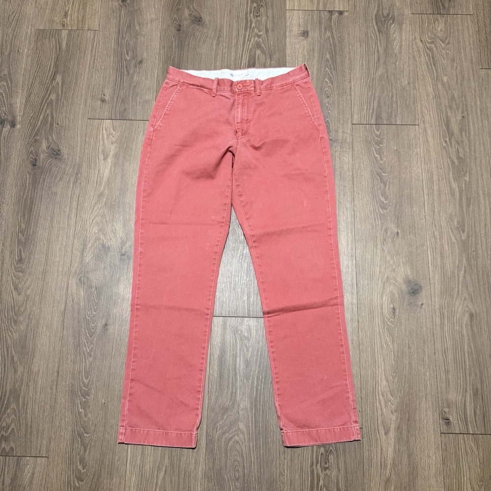 J. Crew Men's W33 L32 Chino Pants Salmon Pink Red Slim Straight Casual